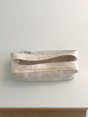 Clam round pencilcase _ Oatmeal gray