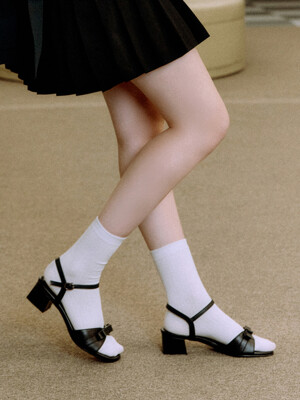 Molly ribbon sandals / black(4cm)