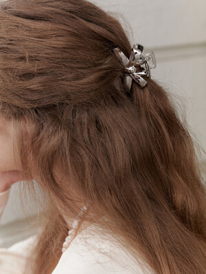 Silver Mini Ribbon Hair Claw