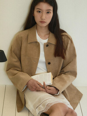 suede single half jacket (sand beige)