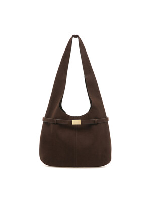 Belted Hobo Bag, Dark Brown