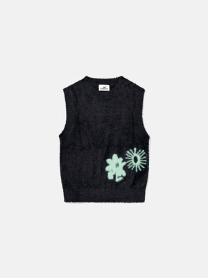 W Cali Shaggy Knit Vest Black