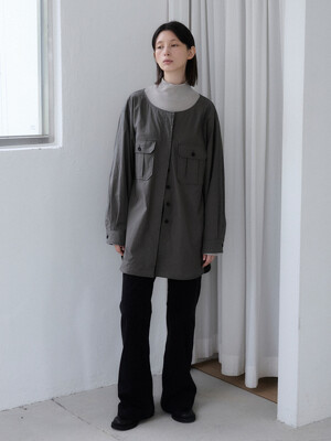 Pocket long shirts_KHAKI