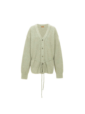 RIBBED WAIST STRING CARDIGAN [MINT]