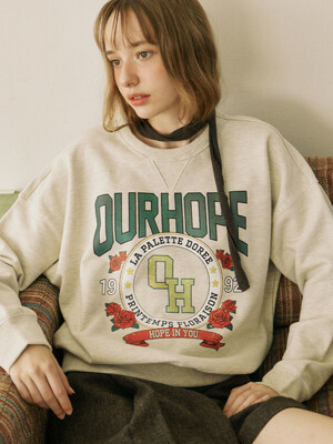 Vintage College Rose Sweatshirt - Oatmeal