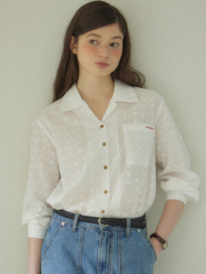 Atelier Flower Sleeve Shirt - White