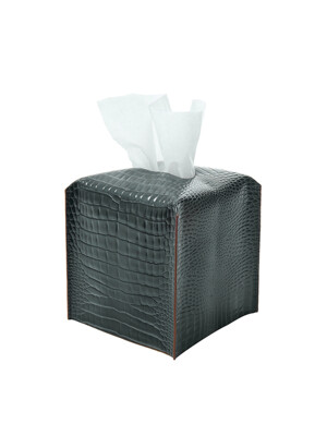 Tissue Case Black Crocodile Pattern (티슈 케이스 블랙 악어패턴)