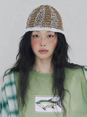 MOSS BEANIE  MULTI BROWN