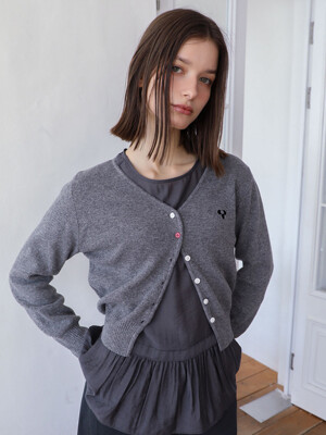 ALLDAY Logo Knit Cardigan Gray