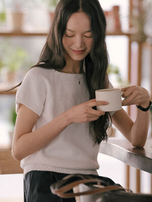 Honey sleeve neckline cotton knit TISU01TN04_Ivory