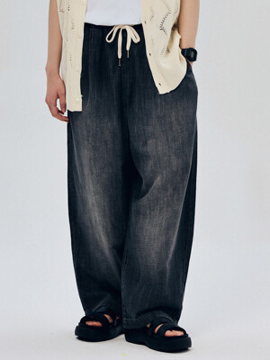 LX8522 린넨라이크 이지밴딩 릴렉스데님 (Powder black)