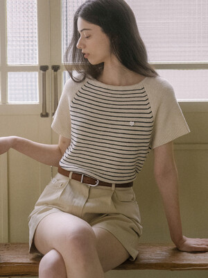 Stripe cotton blended knit TISU03TN01_Ivory