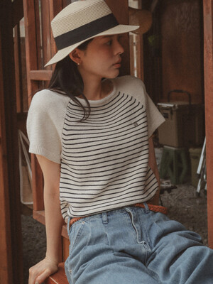 Stripe cotton blended knit TISU03TN01_Ivory