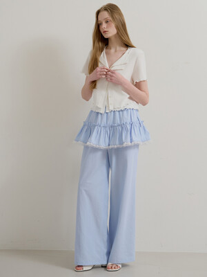 STRIPE SKIRT PANTS - SKYBLUE