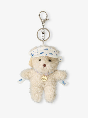 [논로컬 X 이하여백] Seaside Motive Sun Visor Bear keyring - Light Beige