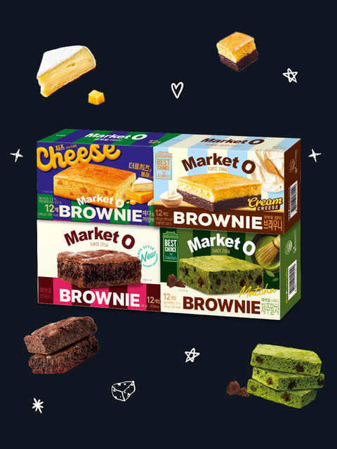 오리온 마켓오 브라우니 240g 12P + 브라우니 체다&까망베르 12P + 브라우니 말차 12P + 크림치즈브라우니 12P