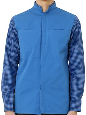 BLUE CHECK CHINA COLLAR SHIRTS