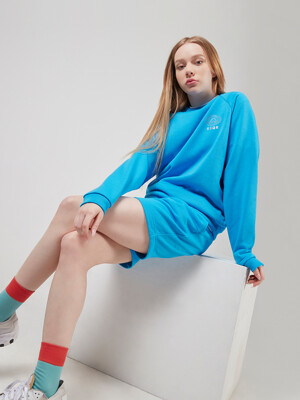 Women Neon Raglan Sweatshirt & Shorts Set RAGSET_BLUE