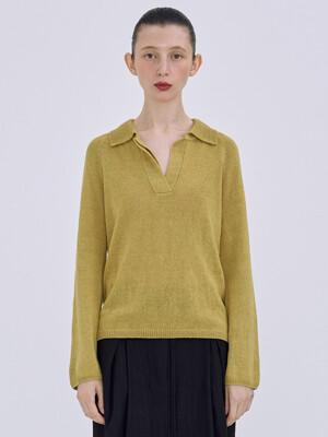 Linen Knit Top_Olive