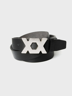 Silver XX-Logo Leather Belt(UNISEX)_UTA-FM07