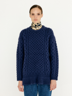 VLARE Flared Cable Pullover - Navy