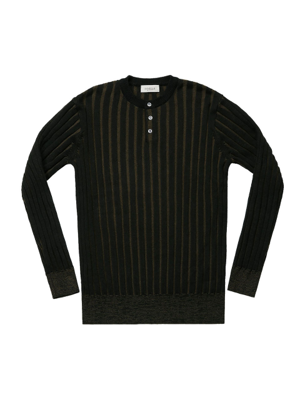 Reverse Combination Henly neck Knit (Black & Khaki)