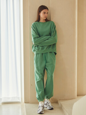 Pigment dyeing heavy-french-terry jogger pants_green