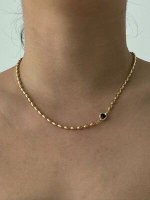 egg gemstone necklace (silver,gold)