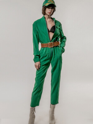 Zip-Front Tencel Jumpsuit[Green(WOMAN)]_UTP-SJ03