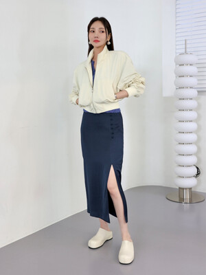 버튼 포인트 슬릿 실키 스커트 NY_K231PSD701