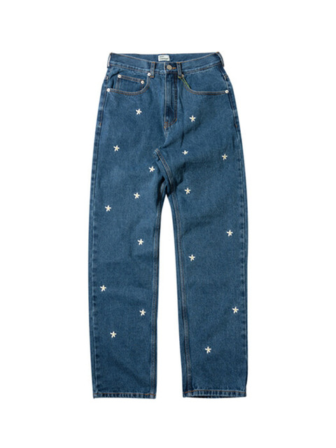 팬츠,팬츠,데님,데님 - 데이지신드롬 (DAISY SYNDROME) - STRAIGHT FLOWER DENIM PANTS / BLUE