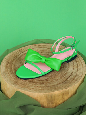 Fairy Ribbon Slingback Sandal _ Green/Pink