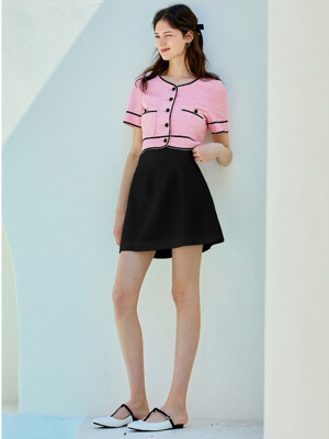 Reeta block tweed skirt(2colors)