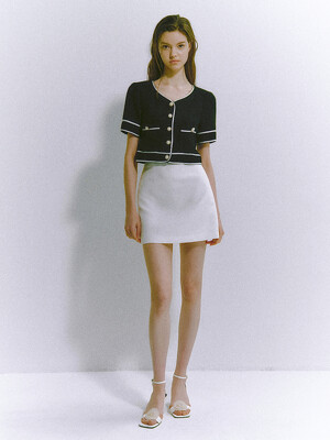 Reeta block tweed skirt(2colors)
