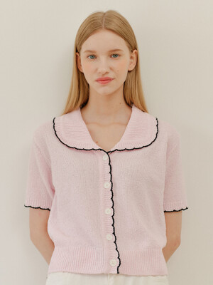 PIPING LINE CARDIGAN_PINK