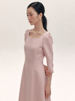 Cocktail Heart Neck Dress(4color)