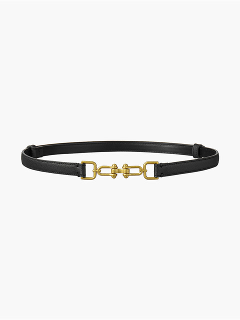 패션액세서리 - 쿠메 (KUME) - Adjustable Gold Clasp Leather Belt, Black
