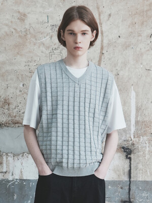 DM1014 KNIT VEST_GRAY