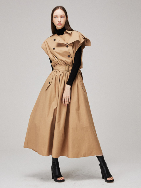 아우터,원피스 - 므아므 (MMAM) - Signature wide sleeveless trench coat dress