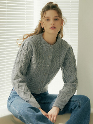 152 bubble crop knit cardigan (melange gray)