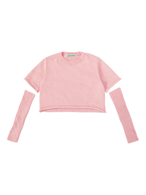 니트 - 샐러드바구니 (SALADBAGUNI) - Half Sleeve Pullover With Warmer_pale pink