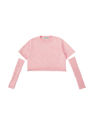 Half Sleeve Pullover With Warmer_pale pink