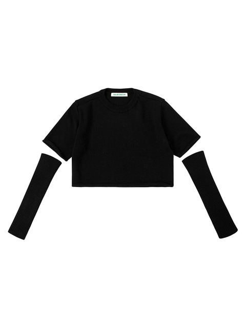 니트 - 샐러드바구니 (SALADBAGUNI) - Half Sleeve Pullover With Warmer_black
