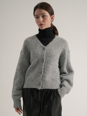 Wool Soft V-neck Knit Cardigan (Gray)