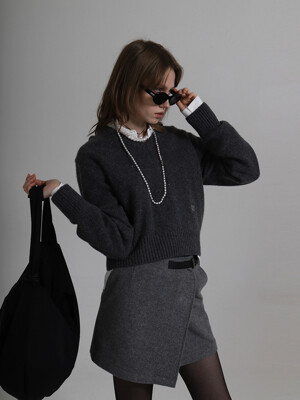 Pull Over Crop V Gray