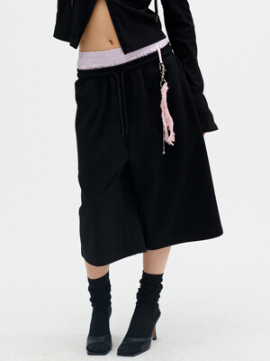 TRUNK LAYERED SWEAT SHORTS [BLACK]