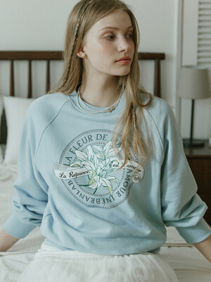 Lily Print Sweatshirt - Sky Blue