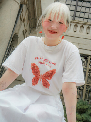 Butterfly slogan T-shirt(White)