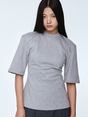 Oversized Shoulder Slim Fit T-shirt _ Melange Grey