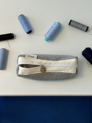 Clam round pencilcase _ Snug gray